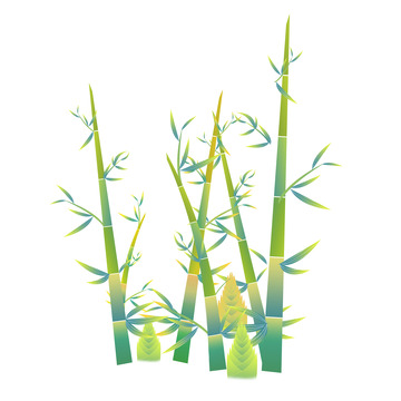 蓝色国潮风中国风竹子竹笋手绘装饰元素