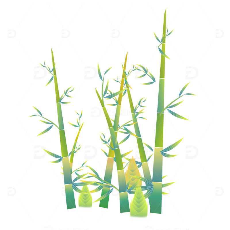 源文件下载【趣麦麦图】蓝色国潮风中国风竹子竹笋手绘装饰元素