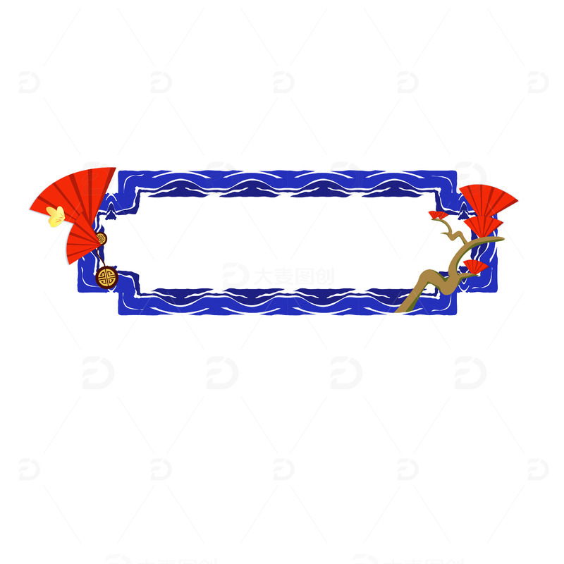 蓝色国潮中国风边框元素