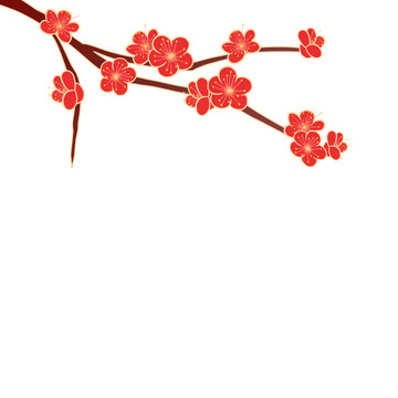 红色金边梅花国潮元素