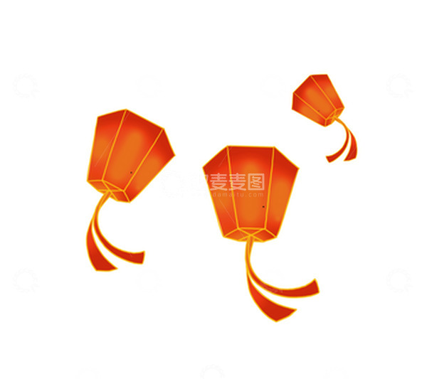 源文件下载【趣麦麦图】红色 国潮 漂浮灯笼装饰元素