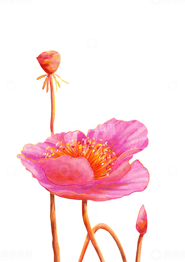源文件下载【趣麦麦图】手绘 花朵 国潮 植物元素