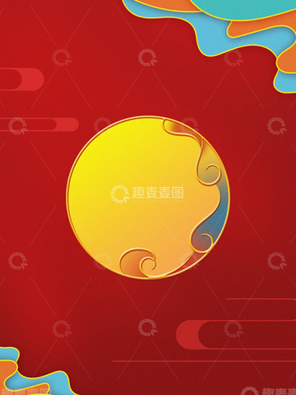源文件下载【趣麦麦图】手绘国潮风中式红色大气背景