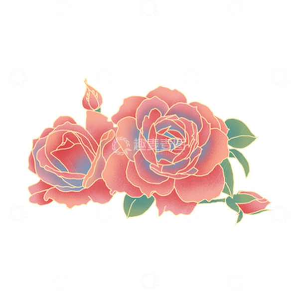 源文件下载【趣麦麦图】国潮月季中国风插画元素