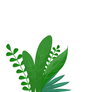 绿色夏季树叶子清新手绘元素