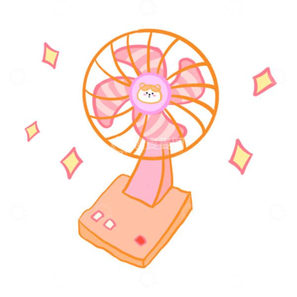 马卡龙小清新夏日电风扇手绘图