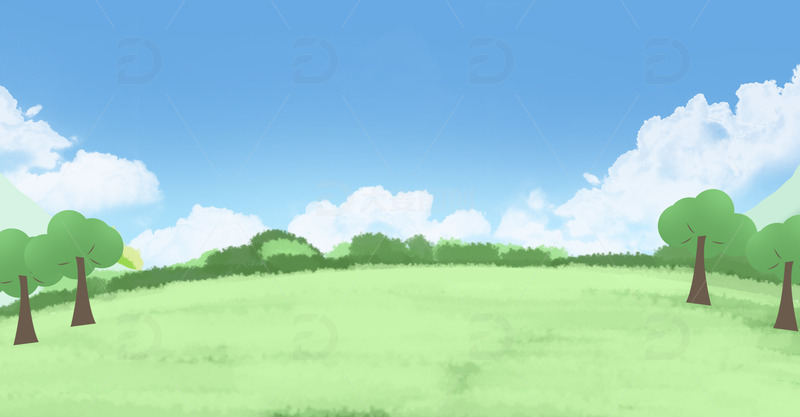 源文件下载【趣麦麦图】绿色草地草坪简约卡通户外运动娱乐场景