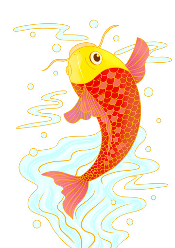 多彩手绘锦鲤国潮元素