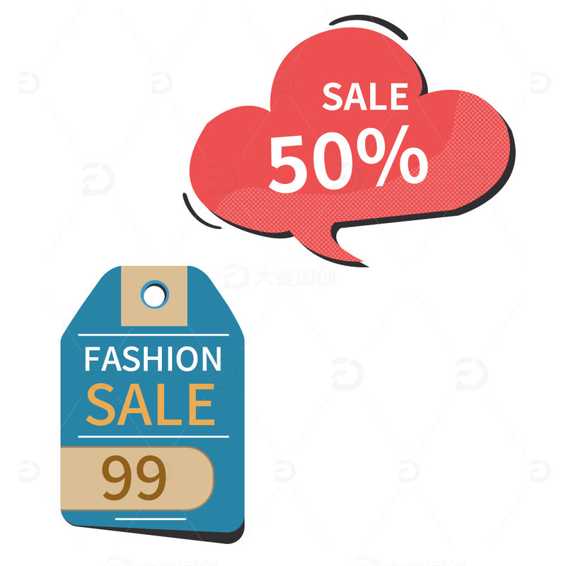 彩色简约热卖减价标签促销电商素材