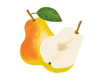 黄色水果梨子夏秋手绘元素