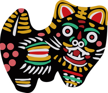 黑色淮阳泥泥狗国潮手绘