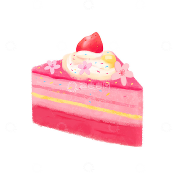 源文件下载【趣麦麦图】粉色草莓甜品蛋糕夏至元素
