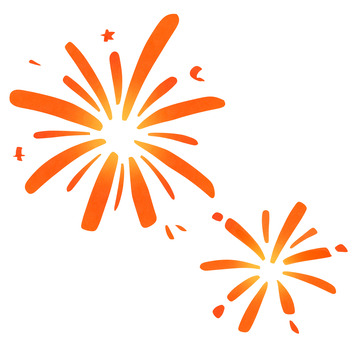 橘色节日烟花氛围卡通装饰