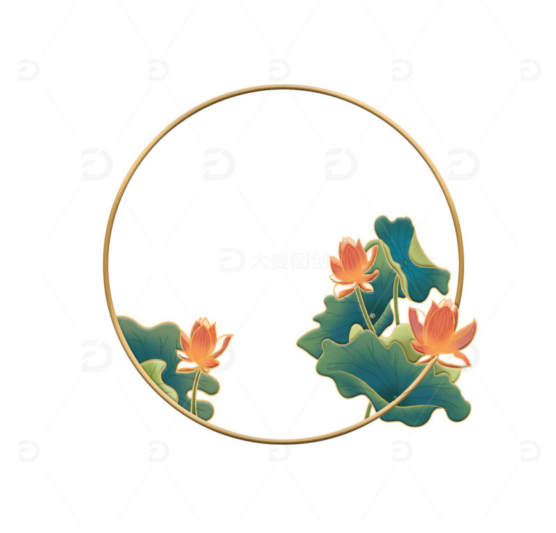 国潮手绘圆形边框