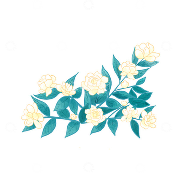源文件下载【趣麦麦图】清新茉莉花水彩夏至元素