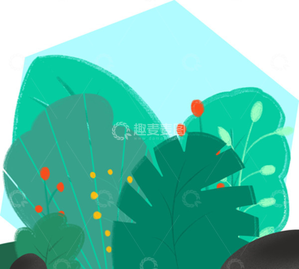 源文件下载【趣麦麦图】绿色小清新夏天海报夏至花草粉笔手绘图