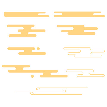 中式云纹复古古典装饰线条金色祥云云纹装饰