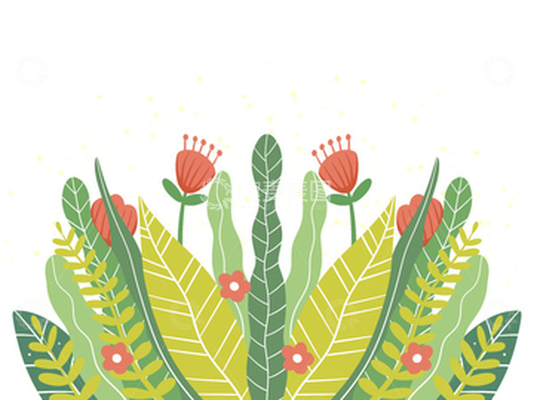 源文件下载【趣麦麦图】绿色小清新鲜花草丛绿色植物夏至手绘插画