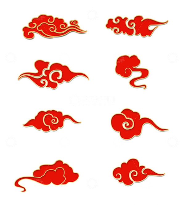 源文件下载【趣麦麦图】深红色国潮祥云