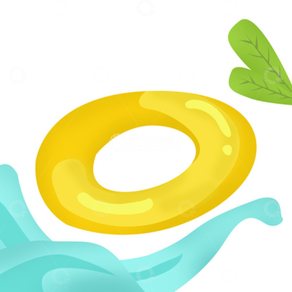源文件下载【趣麦麦图】夏天泳圈水花卡通手绘简约元素