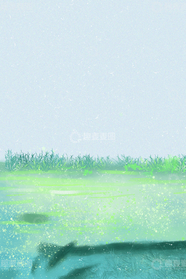 源文件下载【趣麦麦图】手绘 绿色 小暑 草地背景