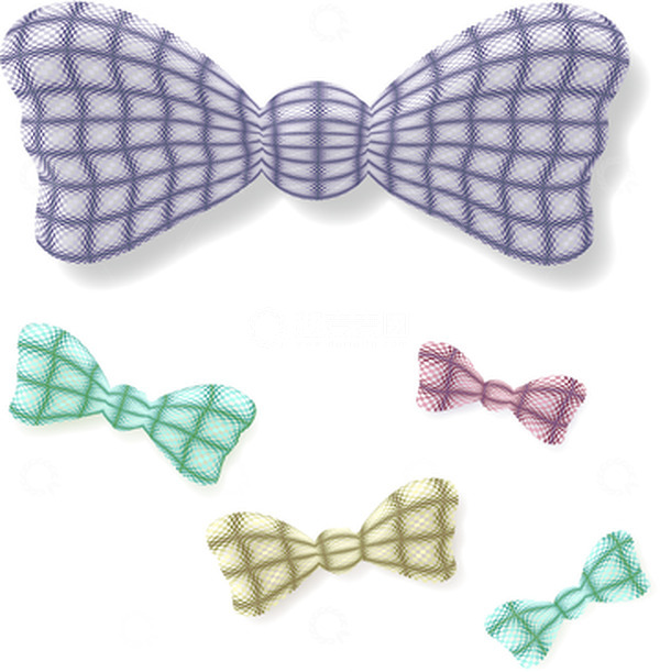 源文件下载【趣麦麦图】可爱网纱卡通绿色质感网格蝴蝶结矢量图