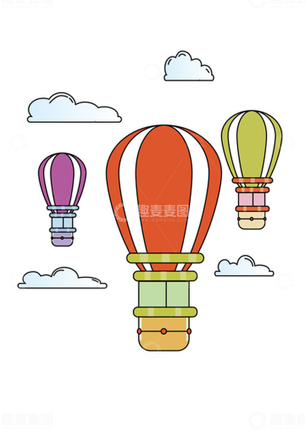 源文件下载【趣麦麦图】红色可爱卡通热气球装饰元素素材