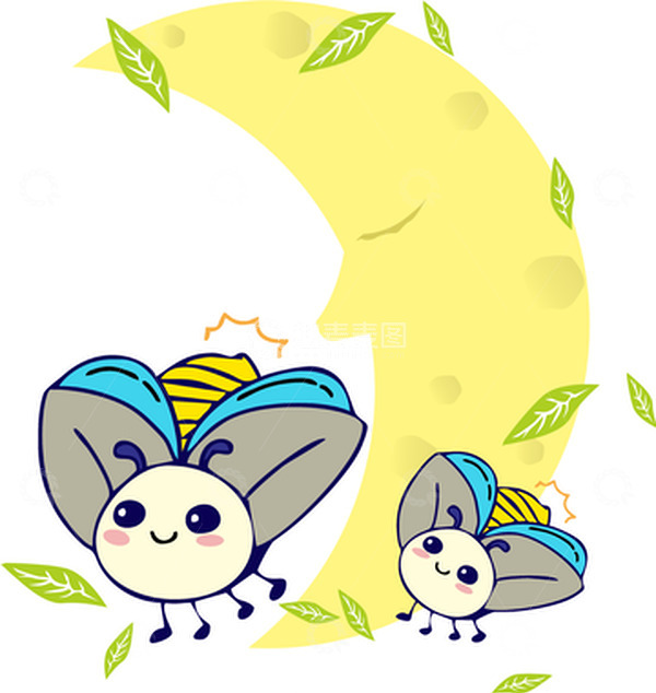 源文件下载【趣麦麦图】黄色可爱萤火虫小暑手绘插画