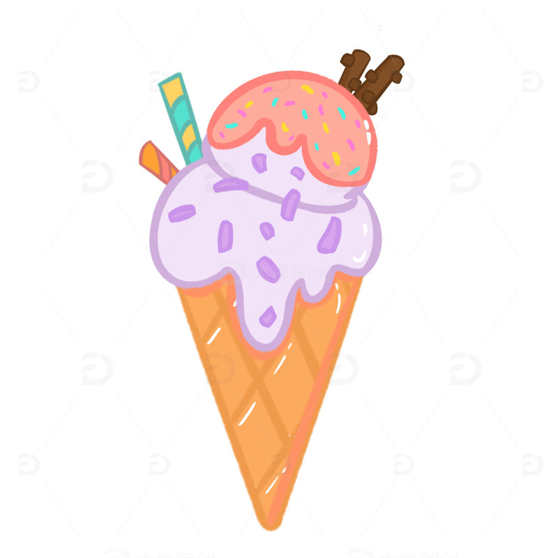 源文件下载【趣麦麦图】马卡龙小清新卡通冰淇淋小暑手绘图