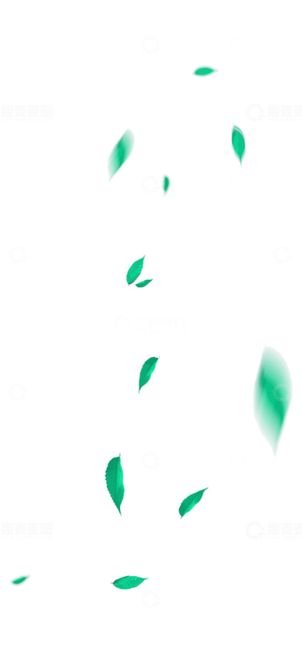 源文件下载【趣麦麦图】矢量绿色清新树叶飘落