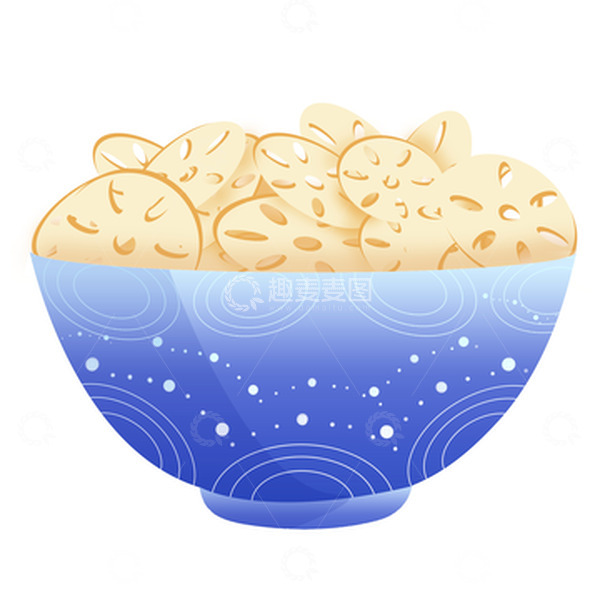 源文件下载【趣麦麦图】蓝色国潮风夏季小暑节气莲藕美食手绘图