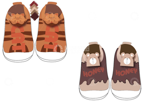 源文件下载【趣麦麦图】猫咪小熊蜂蜜鞋