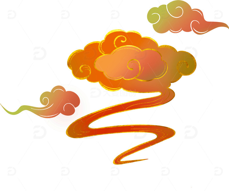 源文件下载【趣麦麦图】手绘彩色祥云素材