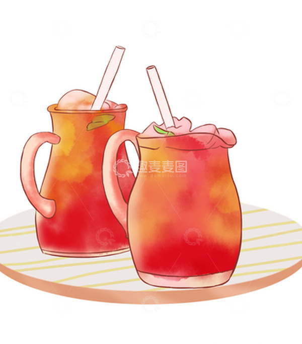 源文件下载【趣麦麦图】-冷饮夏日夏天小暑饮品手绘