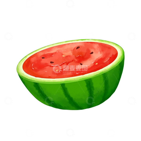 源文件下载【趣麦麦图】西瓜大暑小暑夏至夏天手绘水彩清凉节气水果