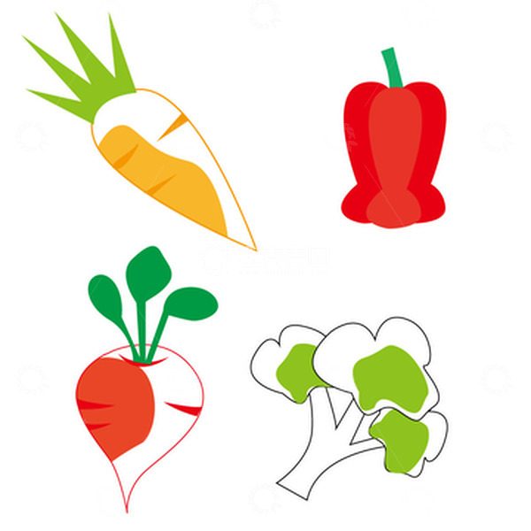 源文件下载【趣麦麦图】彩色简约蔬菜萝卜图标简笔线条素材