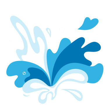 渐变蓝剪纸风水花免抠元素