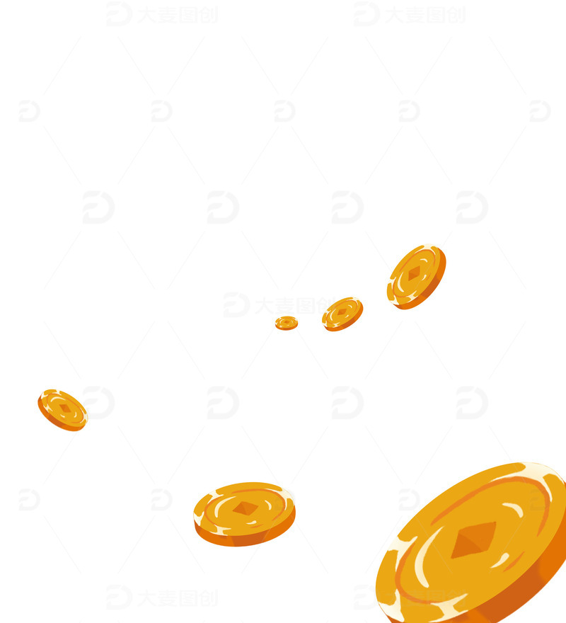 金黄手绘国潮中式中国风铜钱装饰元素
