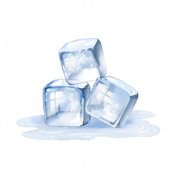 源文件下载【趣麦麦图】冰块大暑小暑夏至避暑清凉手绘水彩透明饮品
