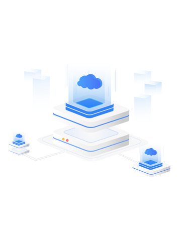 2.5D立体科技互联网网络云端装饰插画