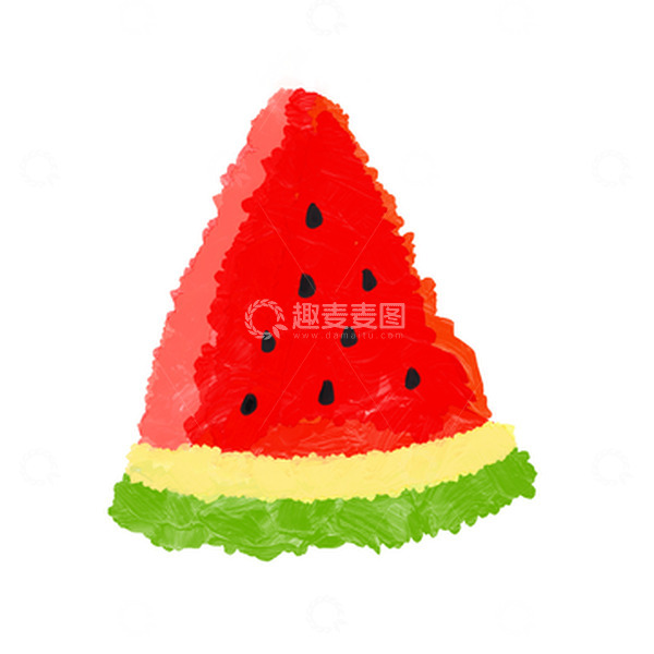 油画风手绘卡通西瓜小暑元素素材