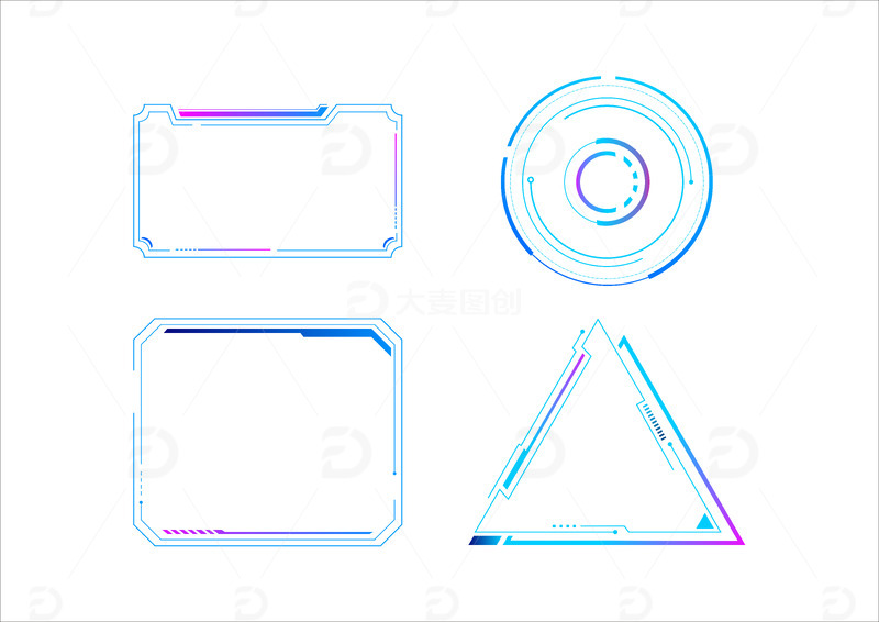 源文件下载【趣麦麦图】科技感元素渐变线条点线几何形标题边框装饰