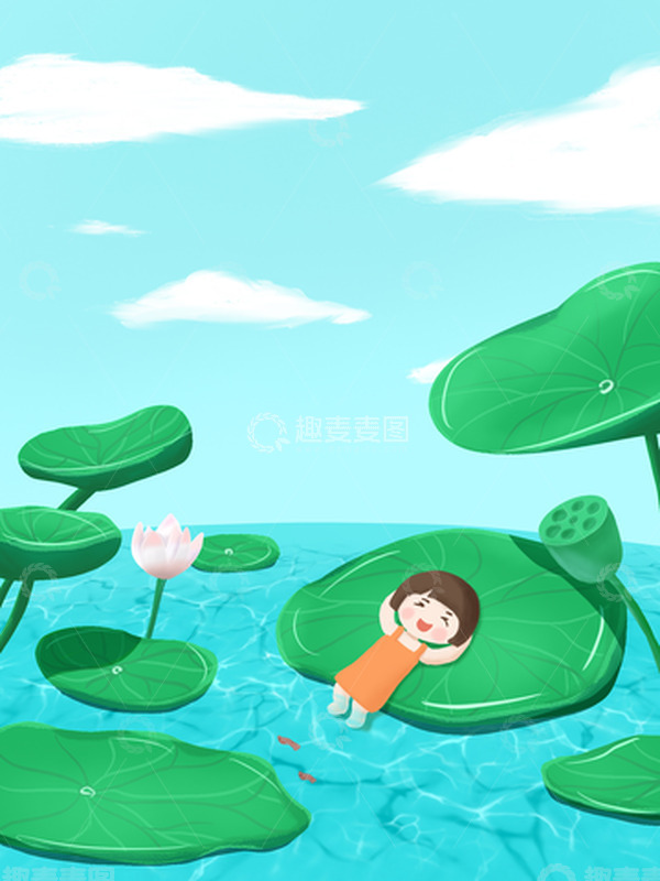 源文件下载【趣麦麦图】蓝绿色 小清新 夏天 小暑 清爽