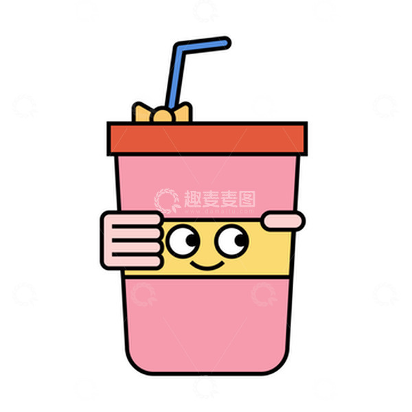 源文件下载【趣麦麦图】粉色可爱卡通夏日吸管杯