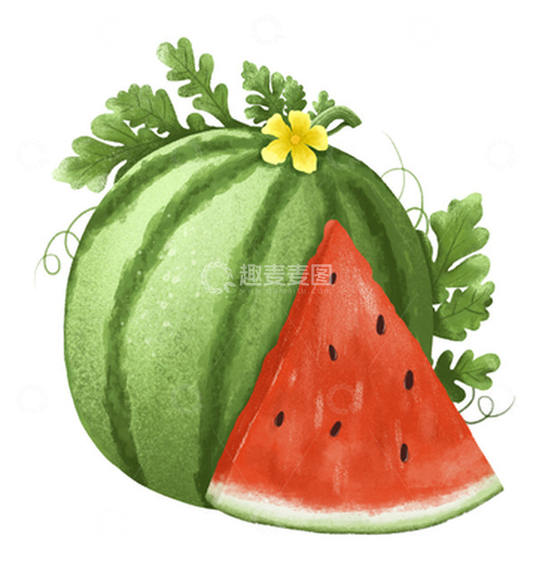 源文件下载【趣麦麦图】-可爱噪点风绿色大西瓜夏季西瓜清凉元素
