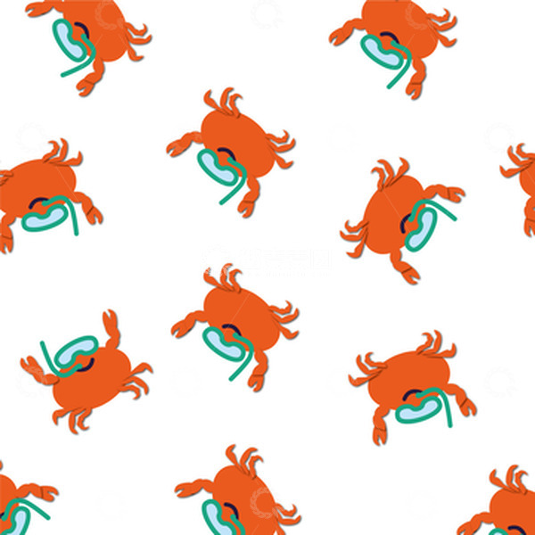 源文件下载【趣麦麦图】夏季游泳潜水小螃蟹