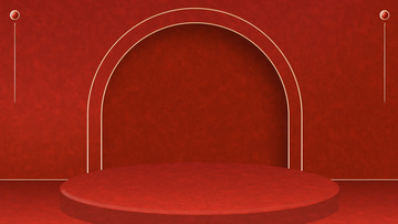 红色金色国风国潮背景电商首页展台轮播背景