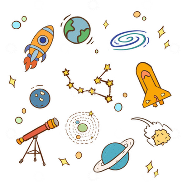 源文件下载【趣麦麦图】卡通科技感小装饰手绘图