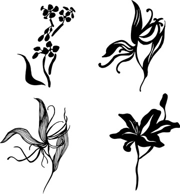 黑白装饰花卉