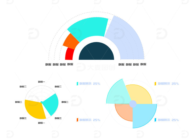 源文件下载【趣麦麦图】科技风可视化ppt数据展示圆形图表